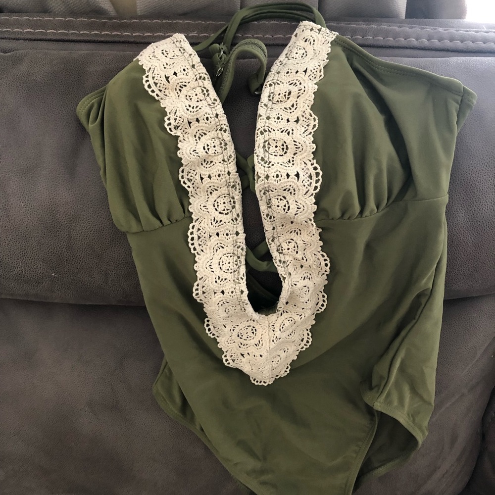 One piece green swimsuit